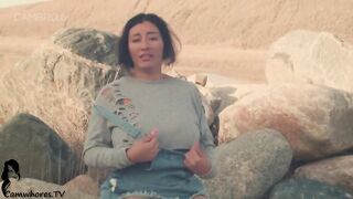 Selena Adams crossing the border outdoors